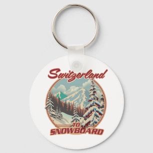 Switzerland to Snowboard Keychain