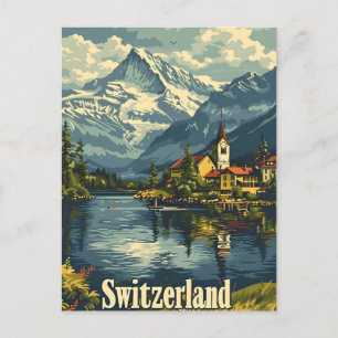 Switzerland Tranquillity: Lakeside Village Postcard
