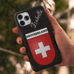 Switzerland Vintage Coat of Arms | Black Glitter Samsung Galaxy Case<br><div class="desc">Switzerland Vintage Coat of Arms on fine black glitter background | Handwritten Name Samsung Galaxy S22 Case. Get a unique phone case featuring the iconic Switzerland Coat of Arms. The best part is that this phone case can be customized. Show off your love for Swiss heritage and protect your phone...</div>