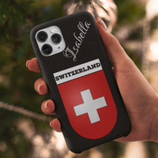 Switzerland Vintage Coat of Arms | Black Glitter Samsung Galaxy Case