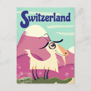 Switzerland Vintage style travel poster Postcard