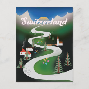 Switzerland Vintage style vacation poster Postcard