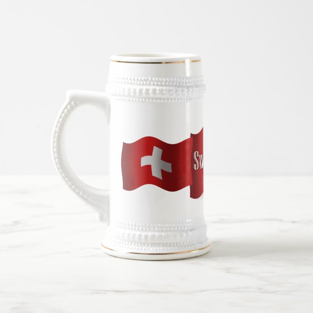 Switzerland Waving Flag Beer Stein (Left)