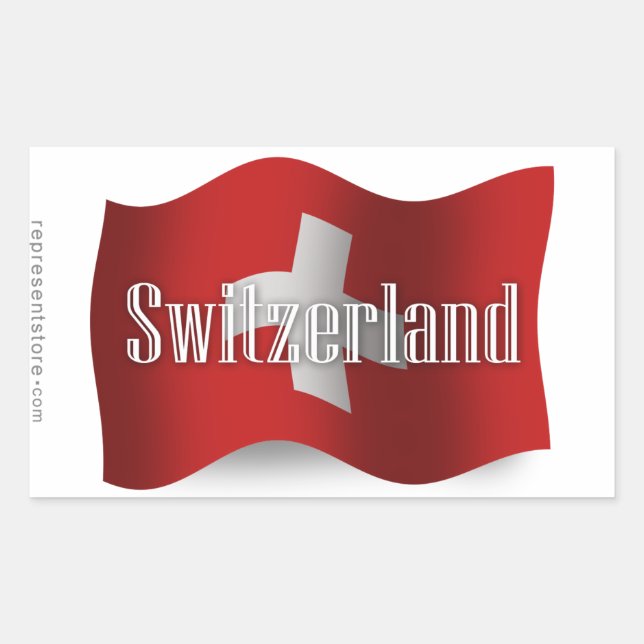 Switzerland Waving Flag Sticker (Front)