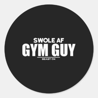 Swole Af Gym Guy Bodybuilding Fitness Gym Sayings Classic Round Sticker
