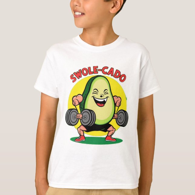 Swole-cado - Drôle T-shirt d'Avocado pour enfants (Devant)
