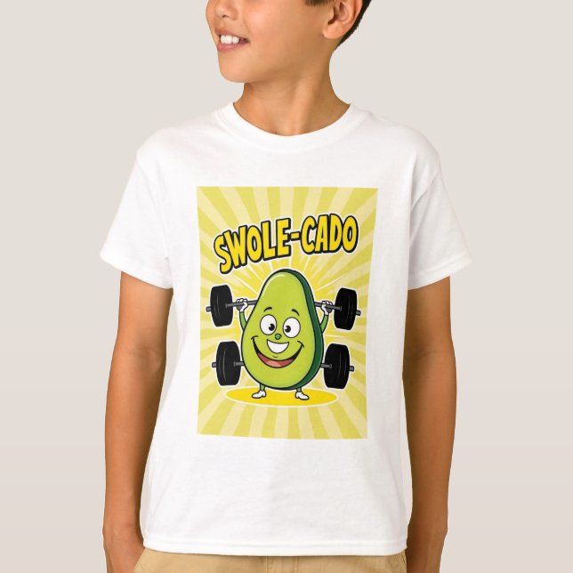 Swole-cado - Drôle T-shirt d'Avocado pour enfants (Devant)