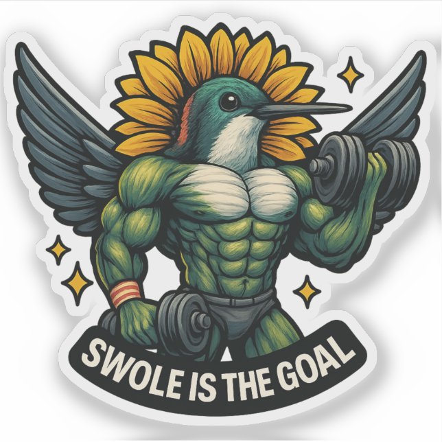 Swole est l'objectif Funny Hummingbird Sticker (Devant)