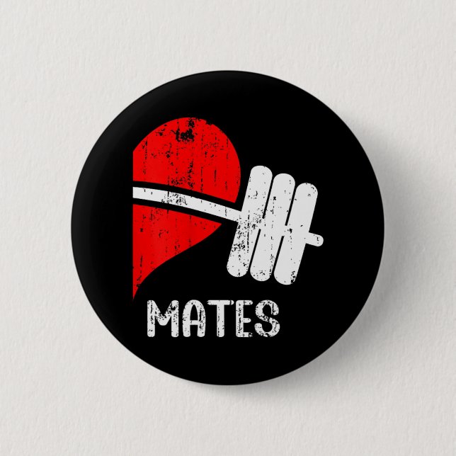 Swole Mates Couples Matching Gym Funny Tee Weightl 2 Inch Round Button (Front)