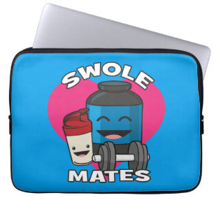 SWOLEMATES Funny Bodybuilding Protein Shake Laptop Sleeve