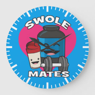 SWOLEMATES Funny Bodybuilding Protein Shake Large Clock