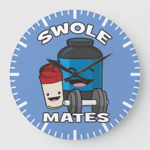 SWOLEMATES Funny Protein Bodybuilding Motivational Large Clock