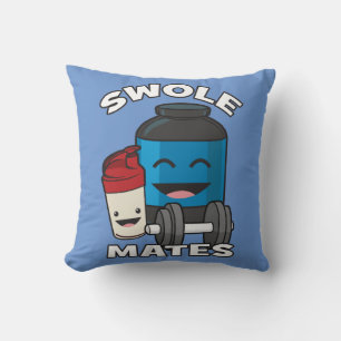 SWOLEMATES Funny Protein Bodybuilding Motivational Throw Pillow