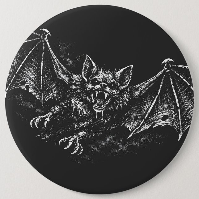 Swooping Bat - by BurnsInHell 6 Inch Round Button (Front)