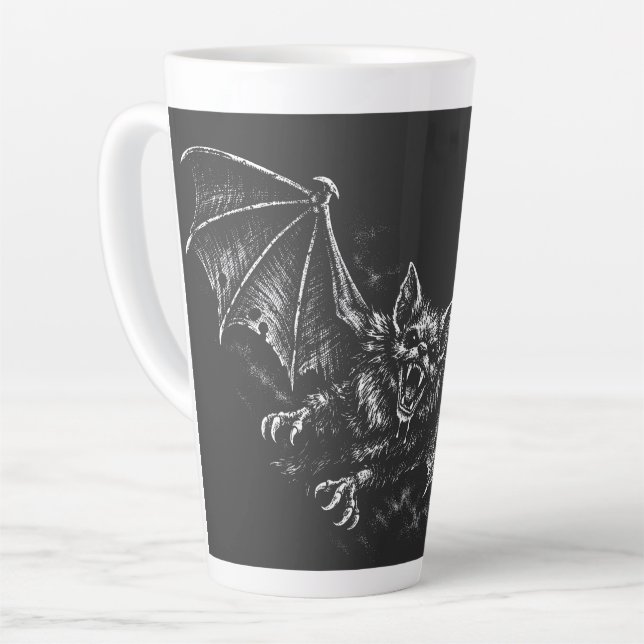 Swooping Bat - by BurnsInHell Latte Mug (Left Angle)