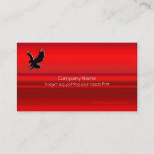 Swooping Black Eagle on red metallic-look effect Business Card