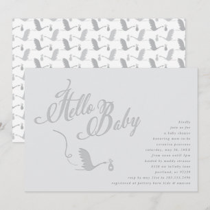 Swooping Stork Baby Shower Invitation