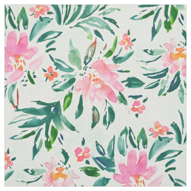 SWOOSH Pink Mint Floral Fabric (Swatch)