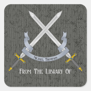 Sword and Chainmail From the Library of Square Sticker