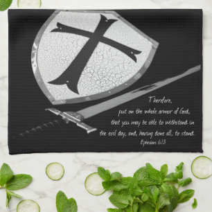 Sword and Shield Scripture Faith Kitchen Towel