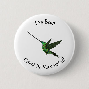 Sword-billed hummingbird cartoon illustration 2 inch round button
