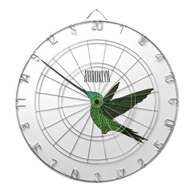 Sword-billed hummingbird cartoon illustration dartboard (Front)
