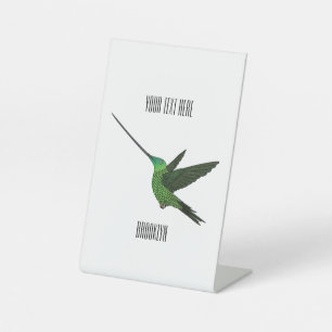 Sword-billed hummingbird cartoon illustration pedestal sign