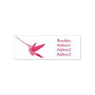 Sword-billed hummingbird cartoon illustration self-inking stamp