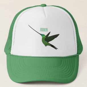 Sword-billed hummingbird cartoon illustration trucker hat