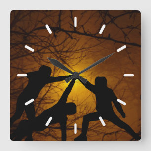 Sword Fighters Square Wall Clock