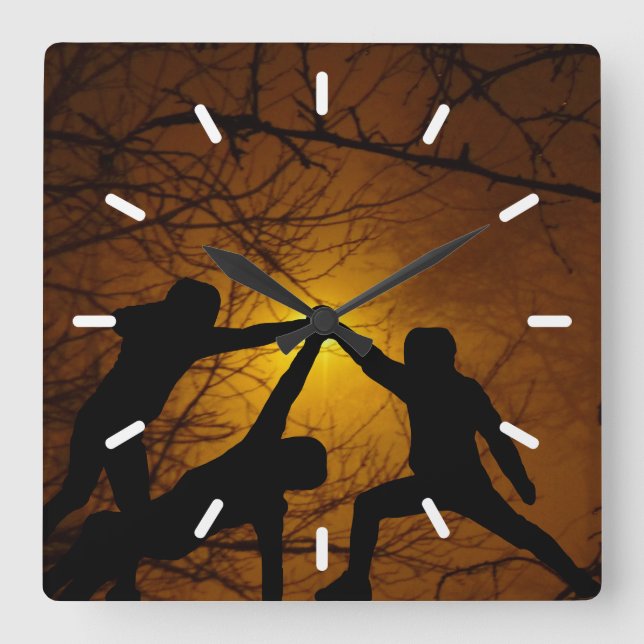 Sword Fighters Square Wall Clock (Front)