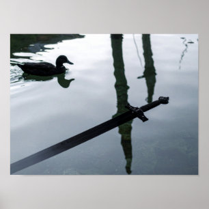 Sword in the Water with Duck Poster
