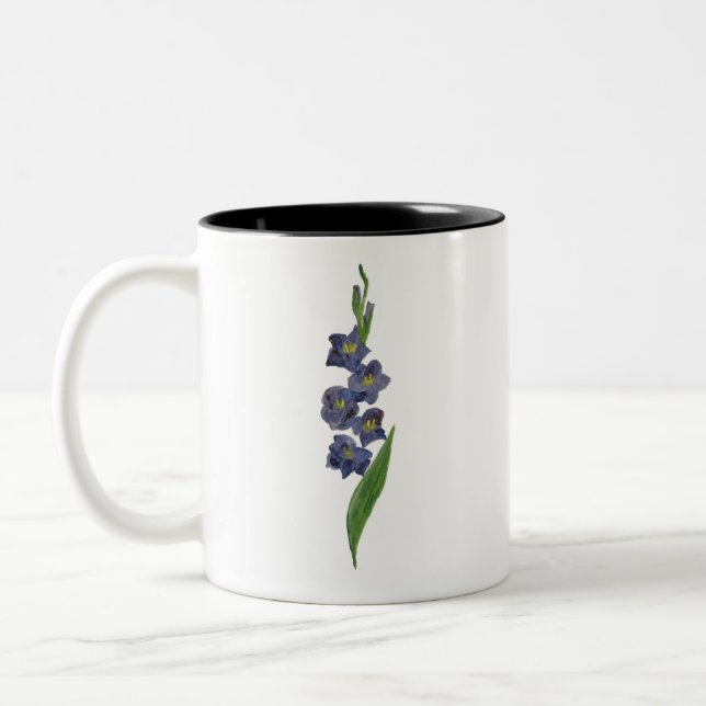 Sword lily gladiolus watercolor painting mug (Left)