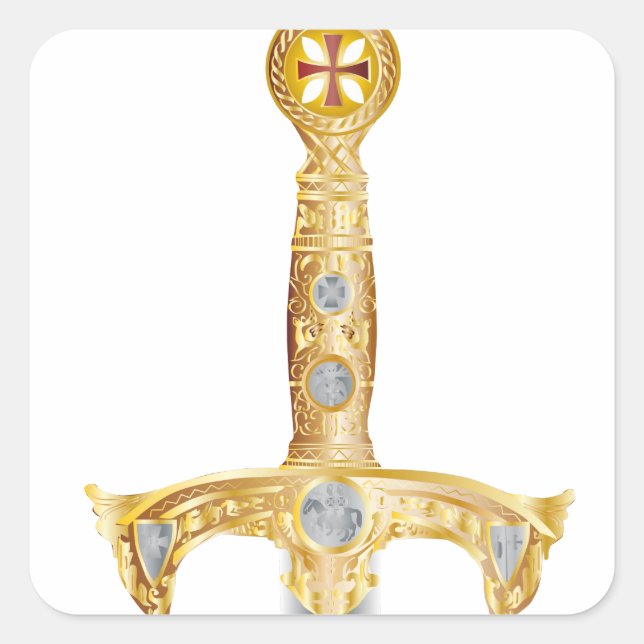 Sword of an Knight Templar Square Sticker (Front)