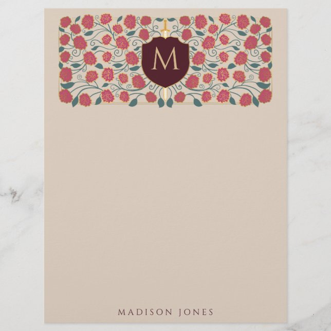 Sword & Shield Medieval Fantasy Monogram Letterhead (Front)
