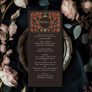 Sword & Shield Medieval Fantasy Monogram Wedding Menu