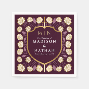 Sword & Shield Medieval Fantasy Monogram Wedding Napkin