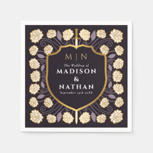 Sword & Shield Medieval Fantasy Monogram Wedding Napkin