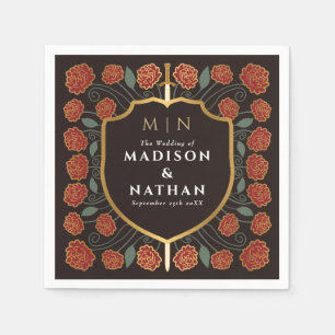 Sword & Shield Medieval Fantasy Monogram Wedding Napkin