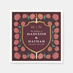Sword & Shield Medieval Fantasy Monogram Wedding Napkin