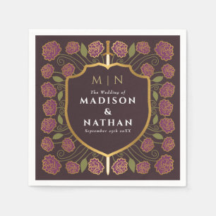 Sword & Shield Medieval Fantasy Monogram Wedding Napkin