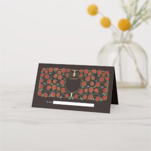 Sword & Shield Medieval Fantasy Monogram Wedding Place Card