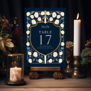 Sword & Shield Medieval Fantasy Monogram Wedding  Table Number