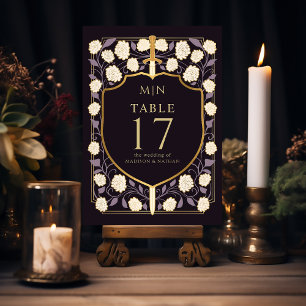 Sword & Shield Medieval Fantasy Monogram Wedding Table Number