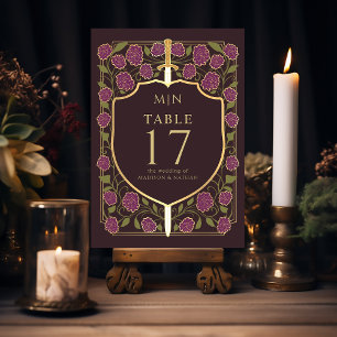 Sword & Shield Medieval Fantasy Monogram Wedding Table Number