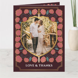 Sword & Shield Medieval Fantasy Monogram Wedding Thank You Card