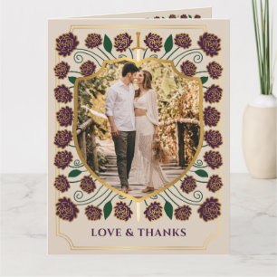 Sword & Shield Medieval Fantasy Monogram Wedding Thank You Card