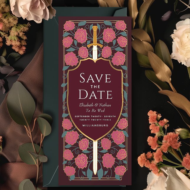 Sword & Shield Medieval Fantasy Save the Date Invitation (Creator Uploaded)