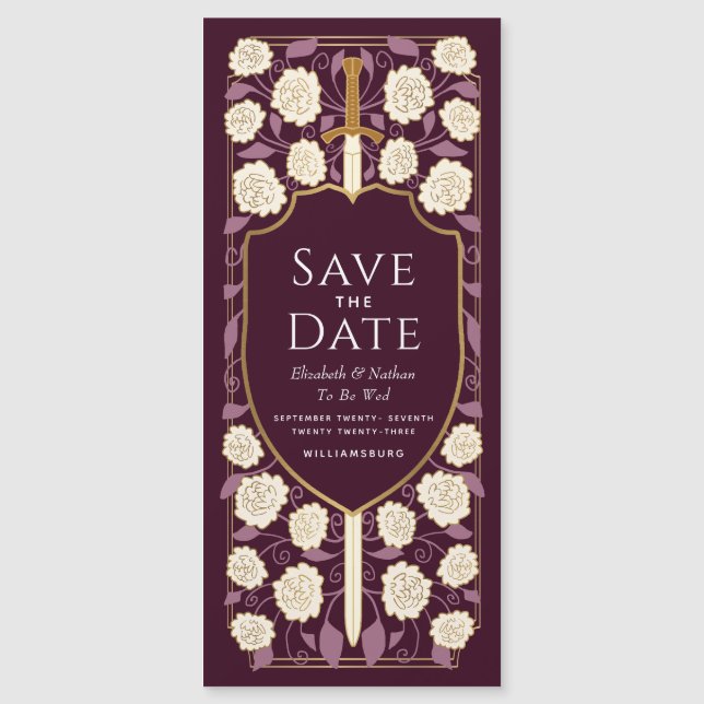 Sword & Shield Medieval Fantasy Save the Date Magnetic Invitation (Front)