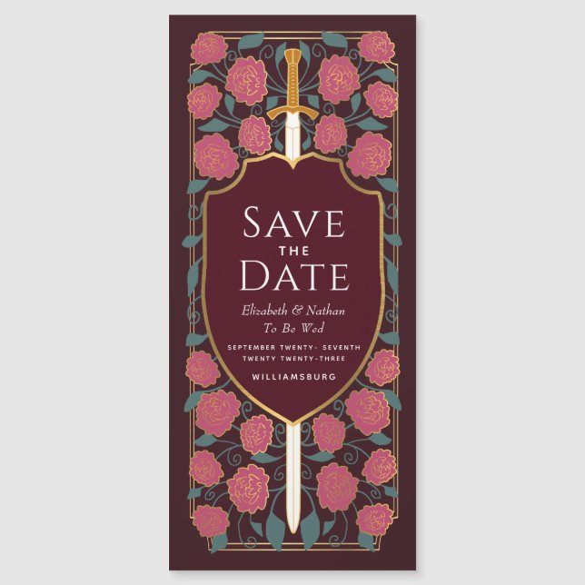 Sword & Shield Medieval Fantasy Save the Date Magnetic Invitation (Front)